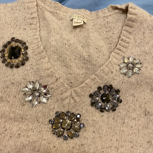 J. Crew Sweater Embellishments V-Neck - Picture 3 of 10